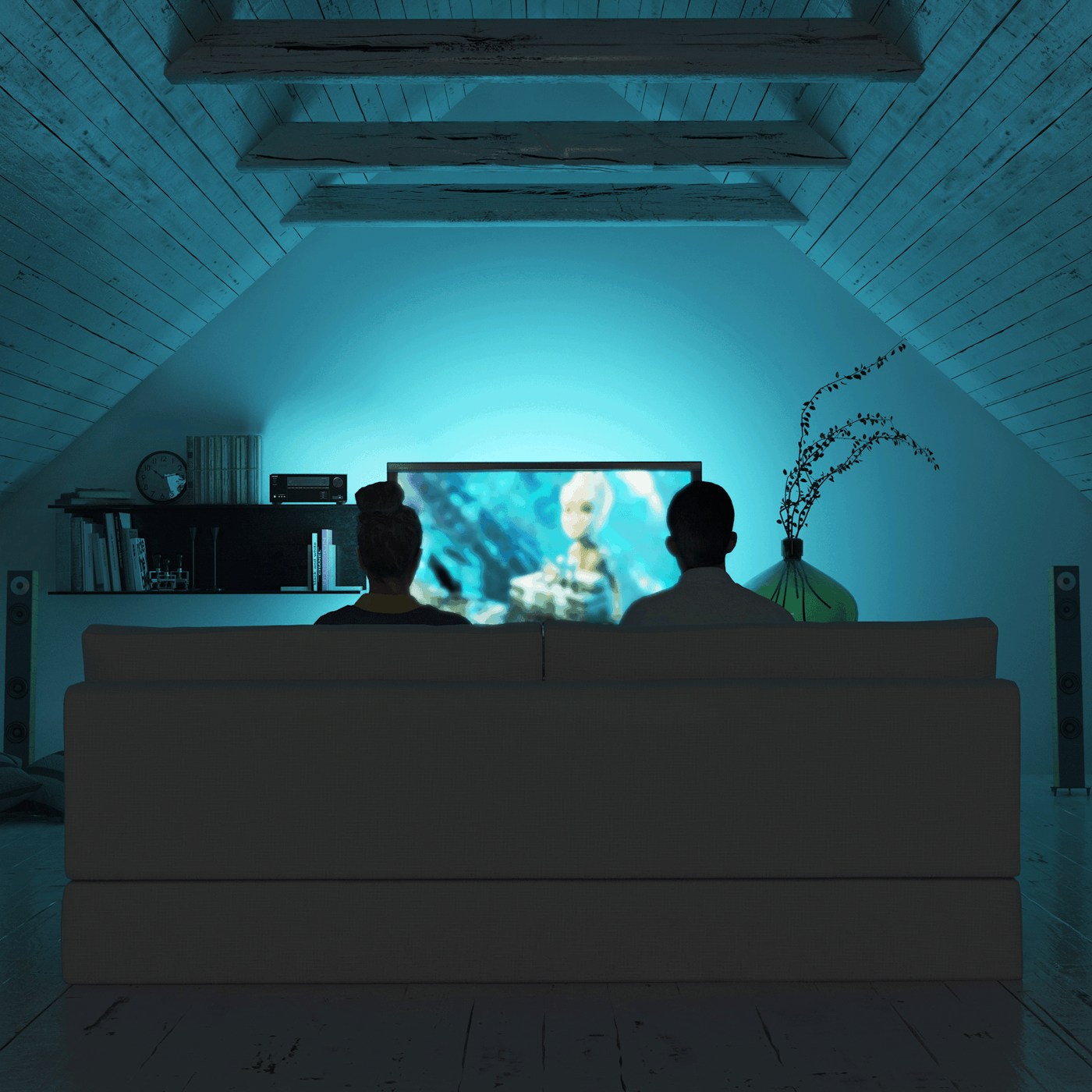 Onkyo TX SR494 Film Playing in Room Illuminated by TV 2000x2000