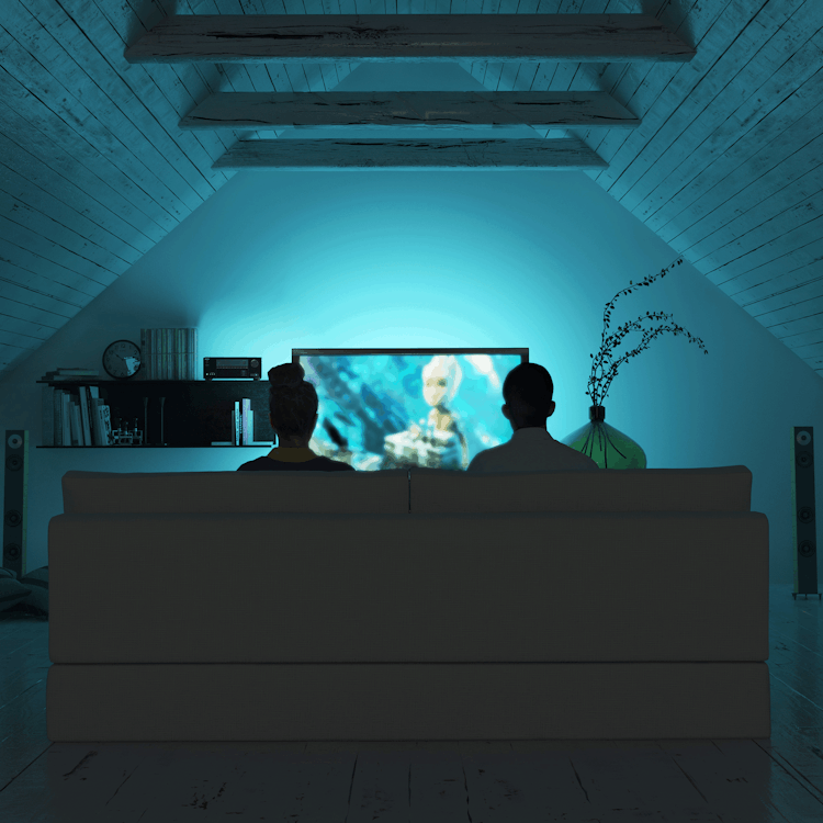 Onkyo TX SR494 Film Playing in Room Illuminated by TV 2000x2000